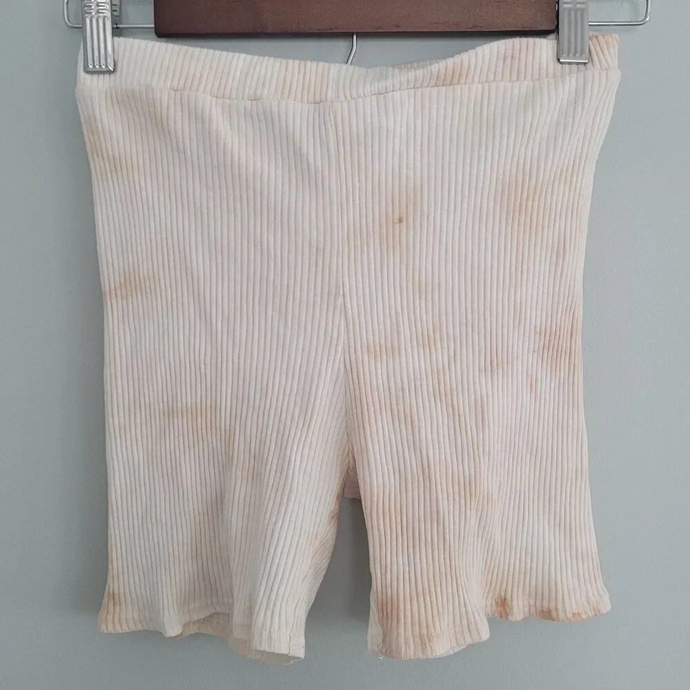 Princess Polly Ribbed Set Crop Top Size 2 Shorts Size 4 Tan Brown Tie Dyed